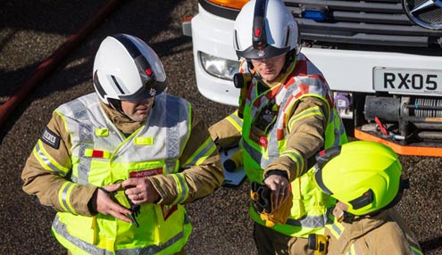 Incident commanders and firefighter